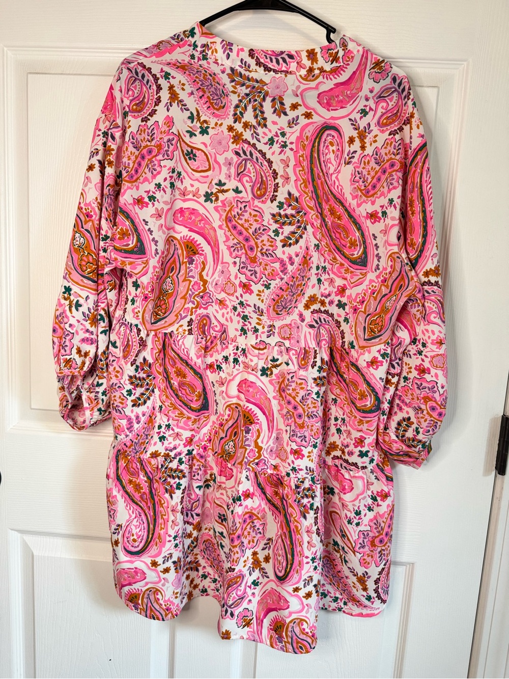 Umgee Pink Paisley Print Tunic with Coral & Teal Accents - Picture 2 of 5